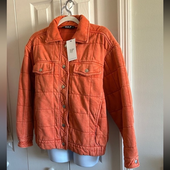 Orange Mineral Washed Quilted Jacket - size Medium - Picture 2 of 7